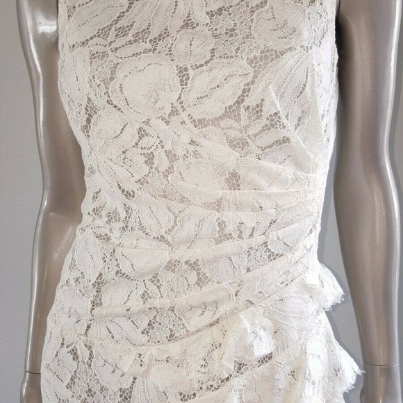 °$3,800 NEW OSCAR DE LA RENTA STUNNING IVORY WHITE FLORAL GUIPURE LACE DRESS 0 - Picture 3 of 13